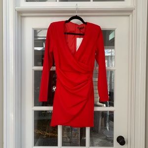 XS Zara Red Long Sleeve Dress